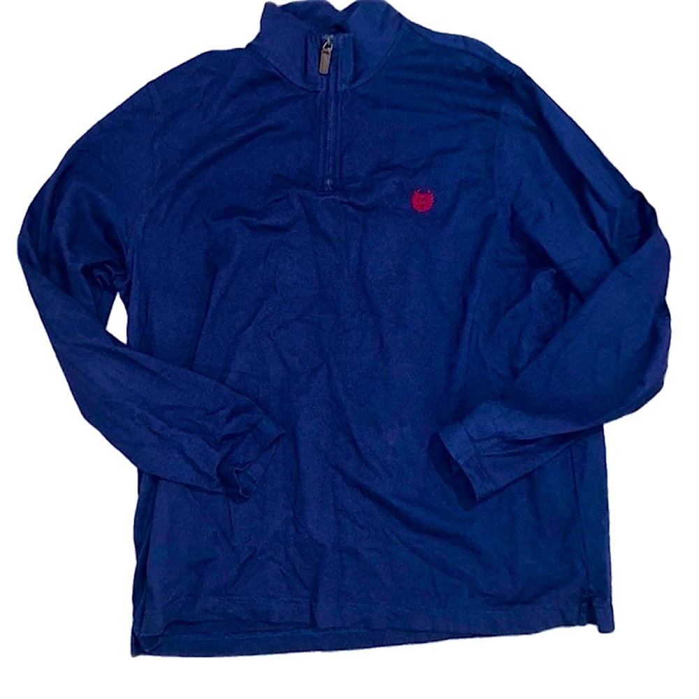 Chaps Lauren XL Tall men's sweater pullover, blue cotton 1/4 Zip, Long Sleeve